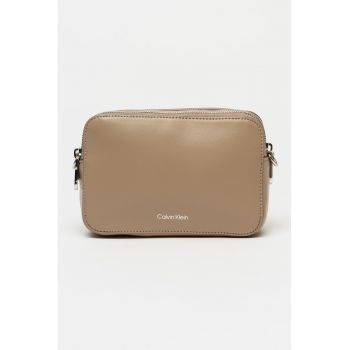 Geanta crossbody de piele ecologica cu bareta suplimentara - Maro taupe