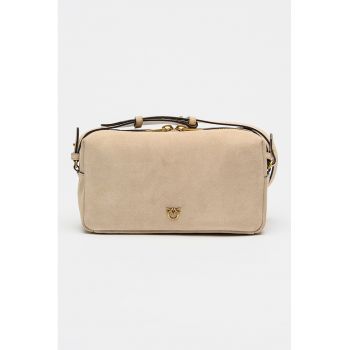 Geanta crossbody de piele intoarsa - Bej inchis