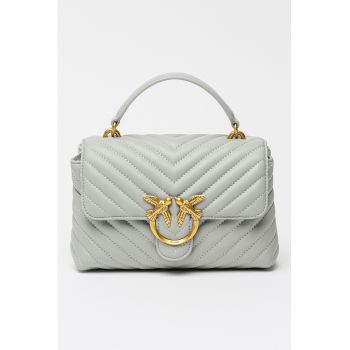 Geanta crossbody de piele Love Lady - Gri marmorat