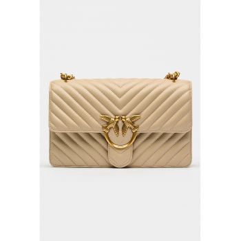 Geanta crossbody de piele Love One Classic - Bej roscat