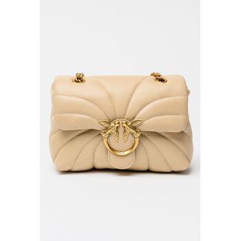 Geanta crossbody de piele Love Puff - Bej sampanie