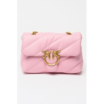Geanta crossbody de piele Love Puff - Roz fumuriu