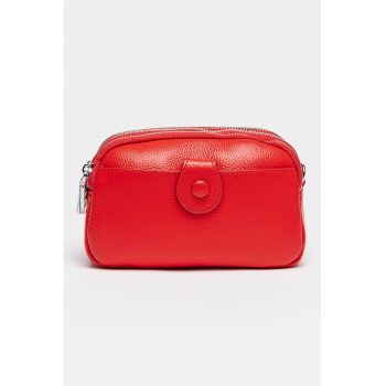 Geanta crossbody de piele - Rosu vermillion