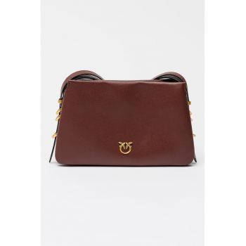 Geanta crossbody de piele Triplet Mini - Rosu inchis