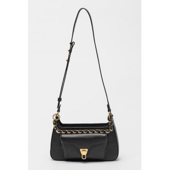 Geanta crossbody din piele cu bareta detasabila din lant Beat Generatio - Negru