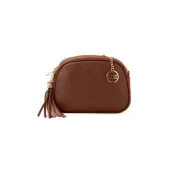 Geanta crossbody din piele cu trei compartimente Gradisca - Maro Siena