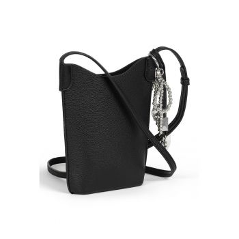 Geanta crossbody din piele ecologica cu accesoriu detasabil - Negru