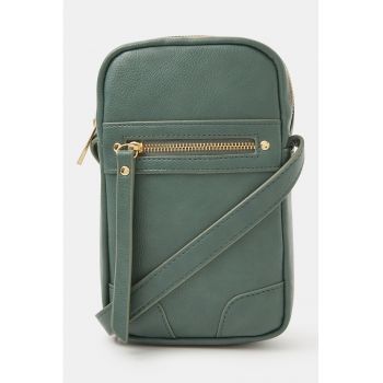 Geanta crossbody din piele ecologica - Verde masliniu inchis