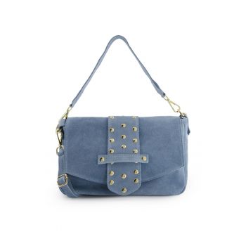 Geanta crossbody din piele intoarsa cu maner si bareta detasabila