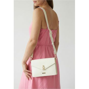 Geanta crossbody din piele naturala cu 2 compartimente