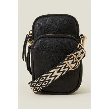 Geanta crossbody pentru telefon din piele ecologica - Negru