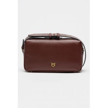 Geanta crossbody uni de piele - Rosu vintage