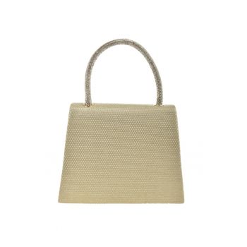 Geanta cu maner - clapa si particule stralucitoare - Auriu/Maro camel