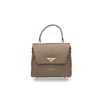 Geanta dama din piele naturala Olivia - Maro taupe inchis