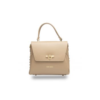 Geanta dama din piele naturala taupe deschis Olivia