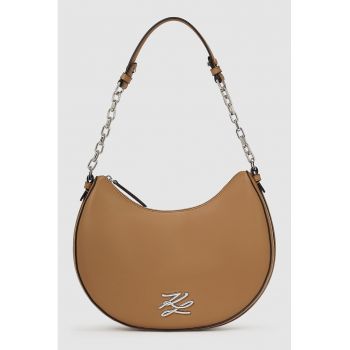 Geanta de piele cu bareta de umar Autograph Moon - Caramel