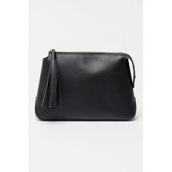 Geanta de piele cu maner si canaf - Black Onyx