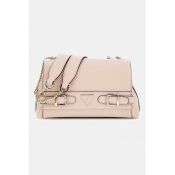 Geanta de piele ecologica cu bareta si logo Ali Luxury - Bej deschis