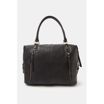 Geanta duffle cu buzunare cu fermoar - Negru