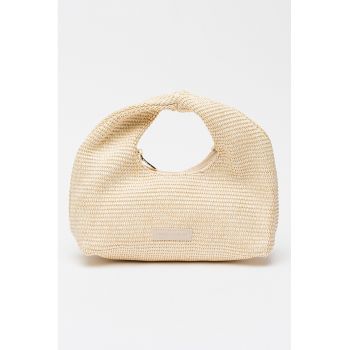 Geanta hobo cu aspect tesut Scala - Bej deschis