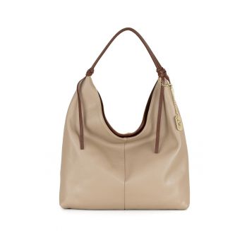 Geanta hobo din piele cu logo metalic - Maro camel