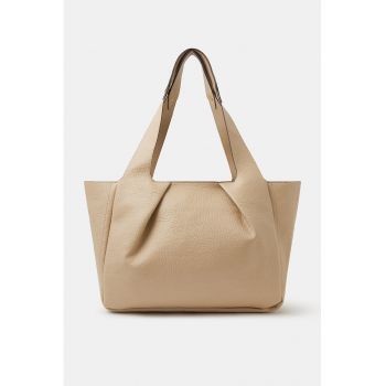 Geanta shopper de piele ecologica cu aspect in degrade - Bej