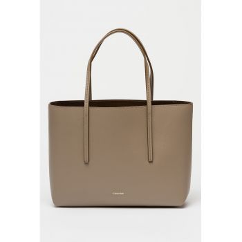 Geanta shopper de piele ecologica cu etui detasabil - Maro taupe