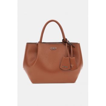Geanta shopper din piele ecologica cu logo metalic - Portocaliu stins
