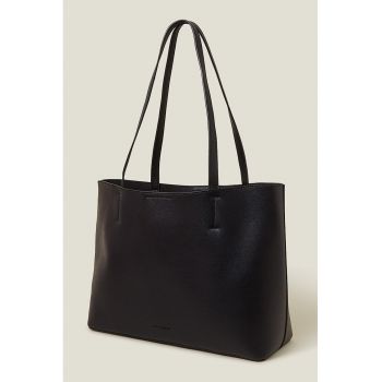 Geanta shopper din piele ecologica - Negru