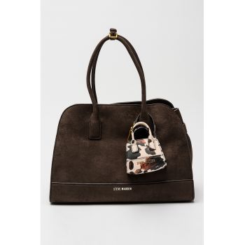 Geanta shopper uni cu talisman detasabill - Maro inchis