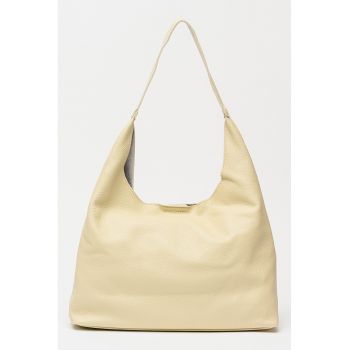 Geanta shopper uni de piele cu etui detasabil - Bej antichizat