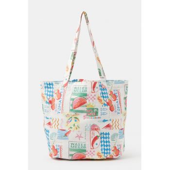 Geanta tote cu imprimeu tematic - Multicolor