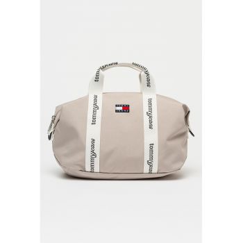 Geanta tote cu maner cu model logo - Alb/Verde masliniu pal