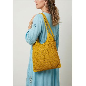 Geanta tote cu model floral - Galben