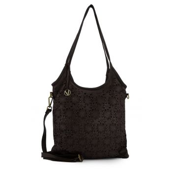 Geanta tote cu model floral - Maro