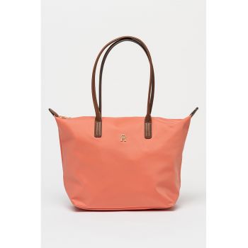 Geanta tote cu model monograma discreta Popette - Maro/Coral