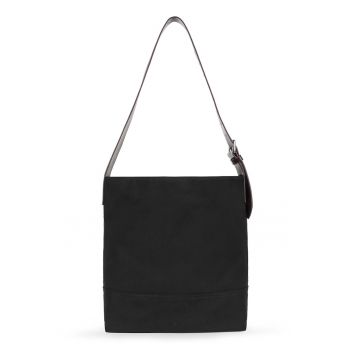 Geanta tote din panza - Maro cognac/Negru