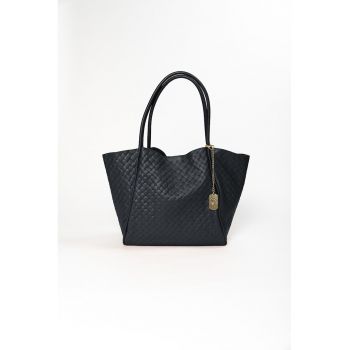 Geanta tote din piele cu accesoriu detasabil cu logo - Negru antracit