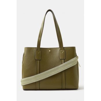 Geanta tote din piele ecologica - Verde masliniu