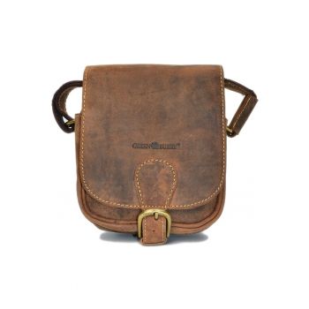Geanta umar unisex piele naturala maro antichizat 16.5 x 20 x 10 cm - Vintage -  Maro antichizat