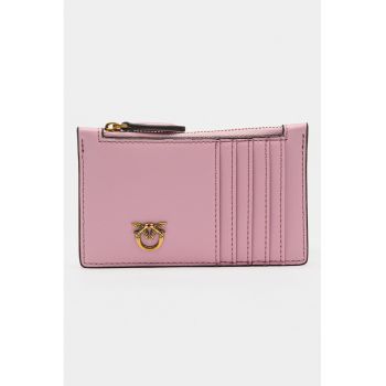 Portcart de piele Airone - Roz pastel