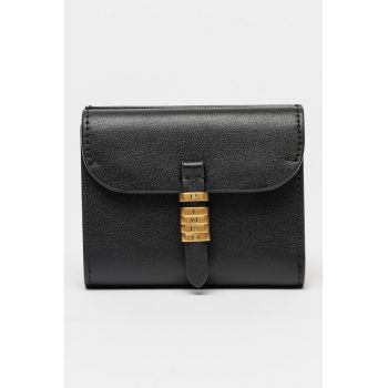 Portofel de piele cu logo - Negru carbon