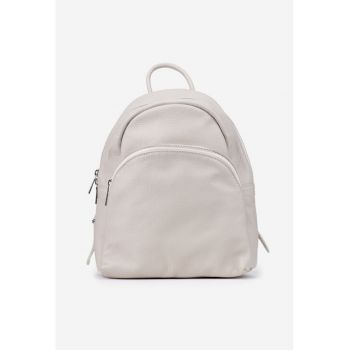 Rucsac dama -  piele naturala - bej deschis - 27x25x10cm