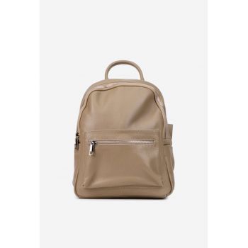 Rucsac dama taupe din piele texturata