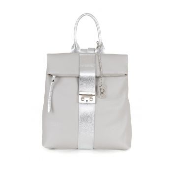Rucsac de piele Azalea - Gri deschis/Argintiu deschis