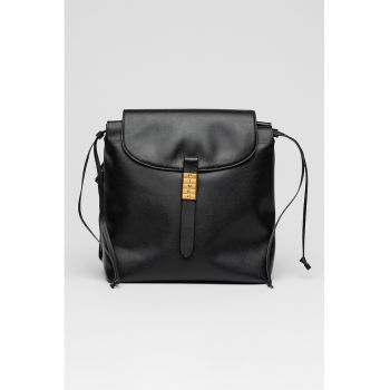 Rucsac de piele cu bareta ajustabila - Negru antracit