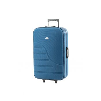 Troler  Alpha 76x46x21 cm - albastru - 2 roti - sistem de siguranta cu cifru