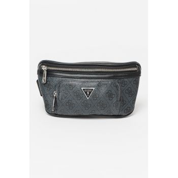 Borseta de piele ecologica cu imprimeu logo Vezzola - Negru/Gri carbune