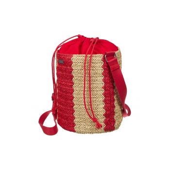 Geanta bucket - Rosu/Bej