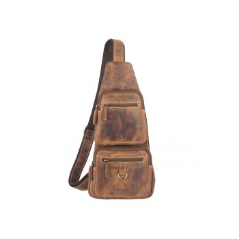 Geanta crossbody barbati piele naturala maro antichizat 20 x 45 cm - Vintage -  Maro antichizat